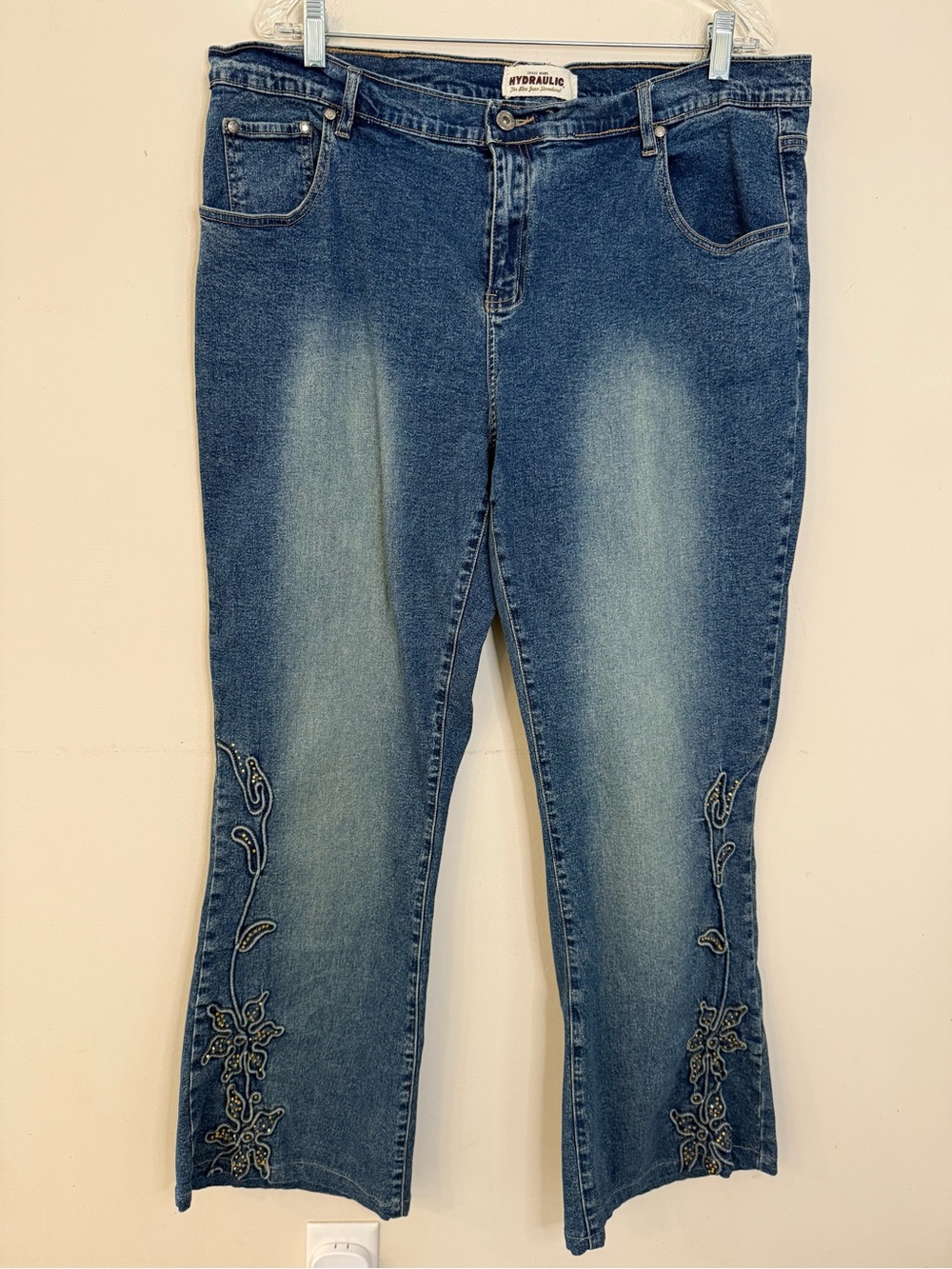 Hydraulic western floral embroidered jeans beaded plus SZ 17/18